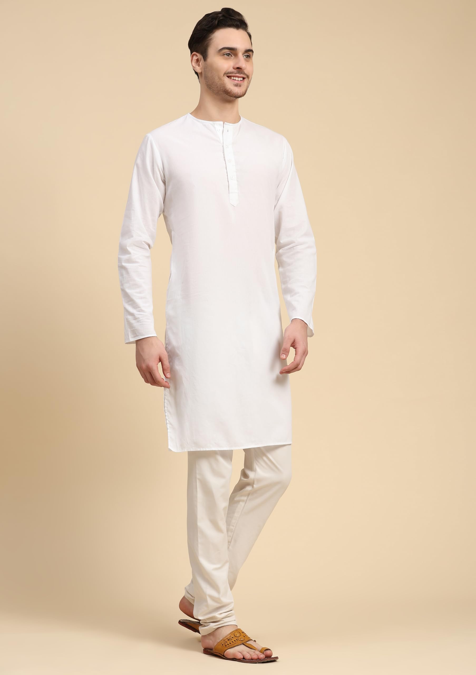 SKAVIJ Traditionelles Kurta Pyjama Set Herren – 100% Baumwolle Ethno Kleidung für Sommer, Yoga & Feiern