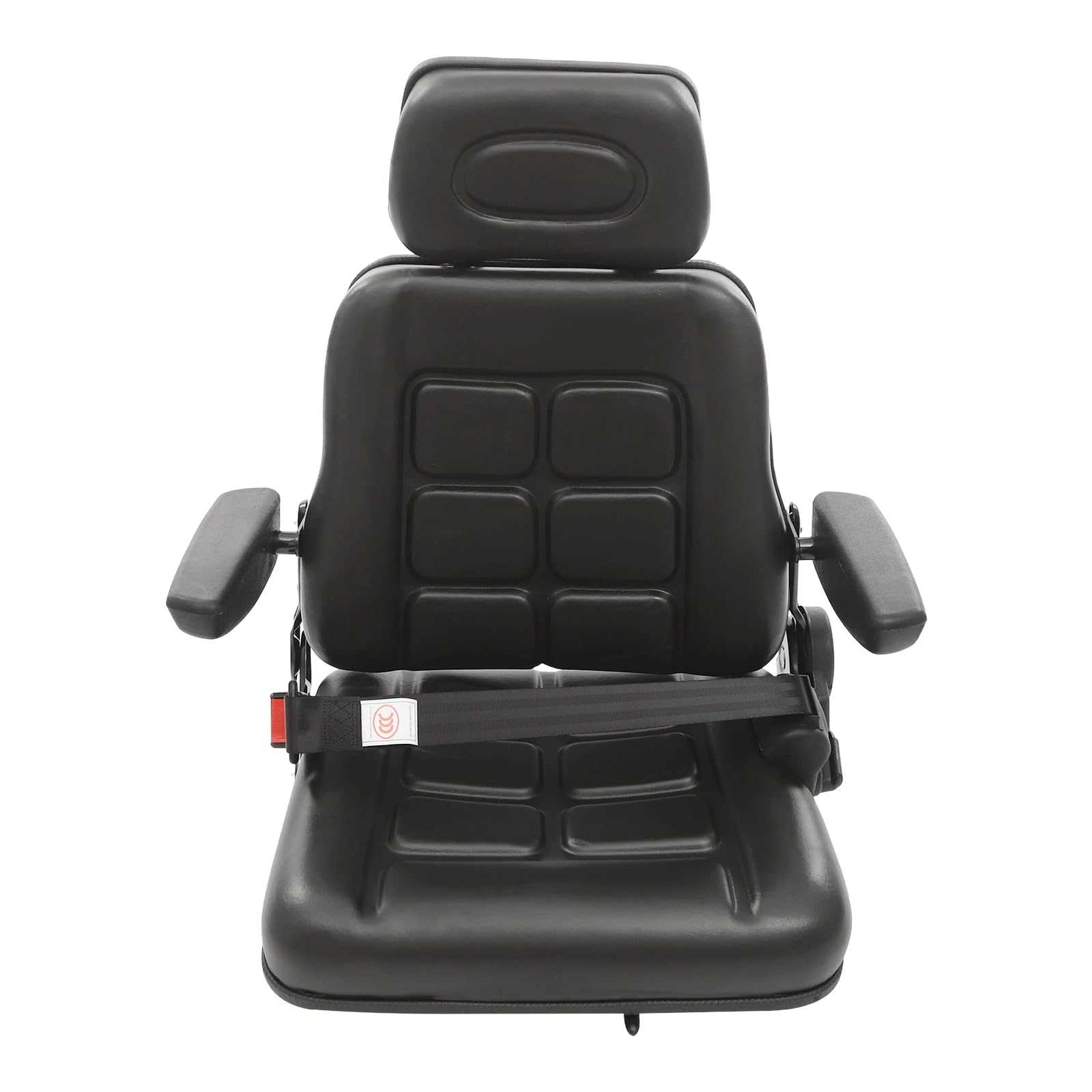 Siège de tracteur universel avec accoudoirs, appui-tête et ceinture de sécurité automatique - Siège de chariot élévateur - Noir