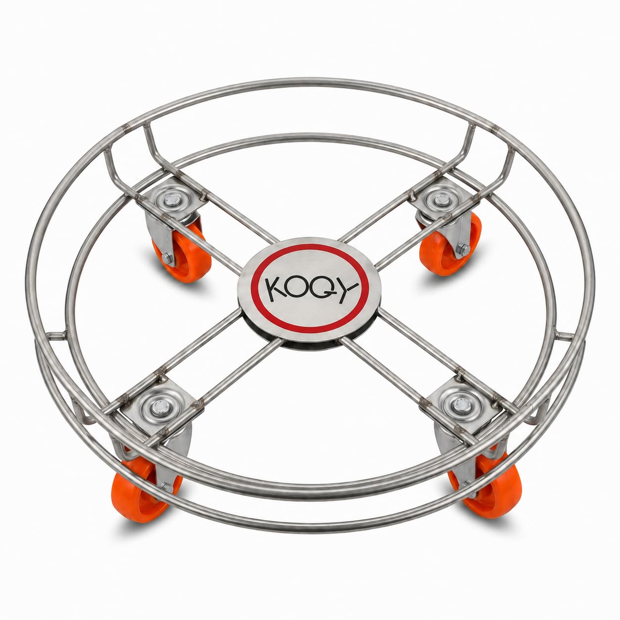 LPG Cylinder Trolley, Gas Cylinder Stand, Stainless Steel Cylinder Cart, 4 Wheel Cylinder Mover, Rustproof Kitchen Gas Cylinder Holder for Home Use-image-3
