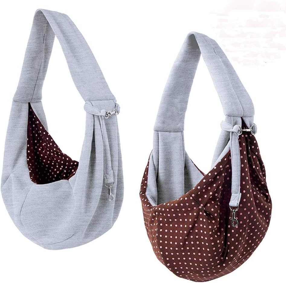 Timkumon Dog Cat Sling Carrier-Reversible Puppy Carrier for Small Dogs Hands Free Pet Papoose Bag Soft Breathable Cotton Pouch and Tote Outdoor Travel Bag with a Colorful Rope Ball