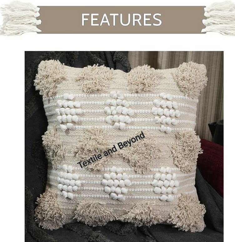 Image of Cushion - Boho Designer Handloom Cotton Throw Square Cushion Cover Sofa Couch Pillow Cases Chair livingroom Decorative Items Set of 5 16X16inch 27