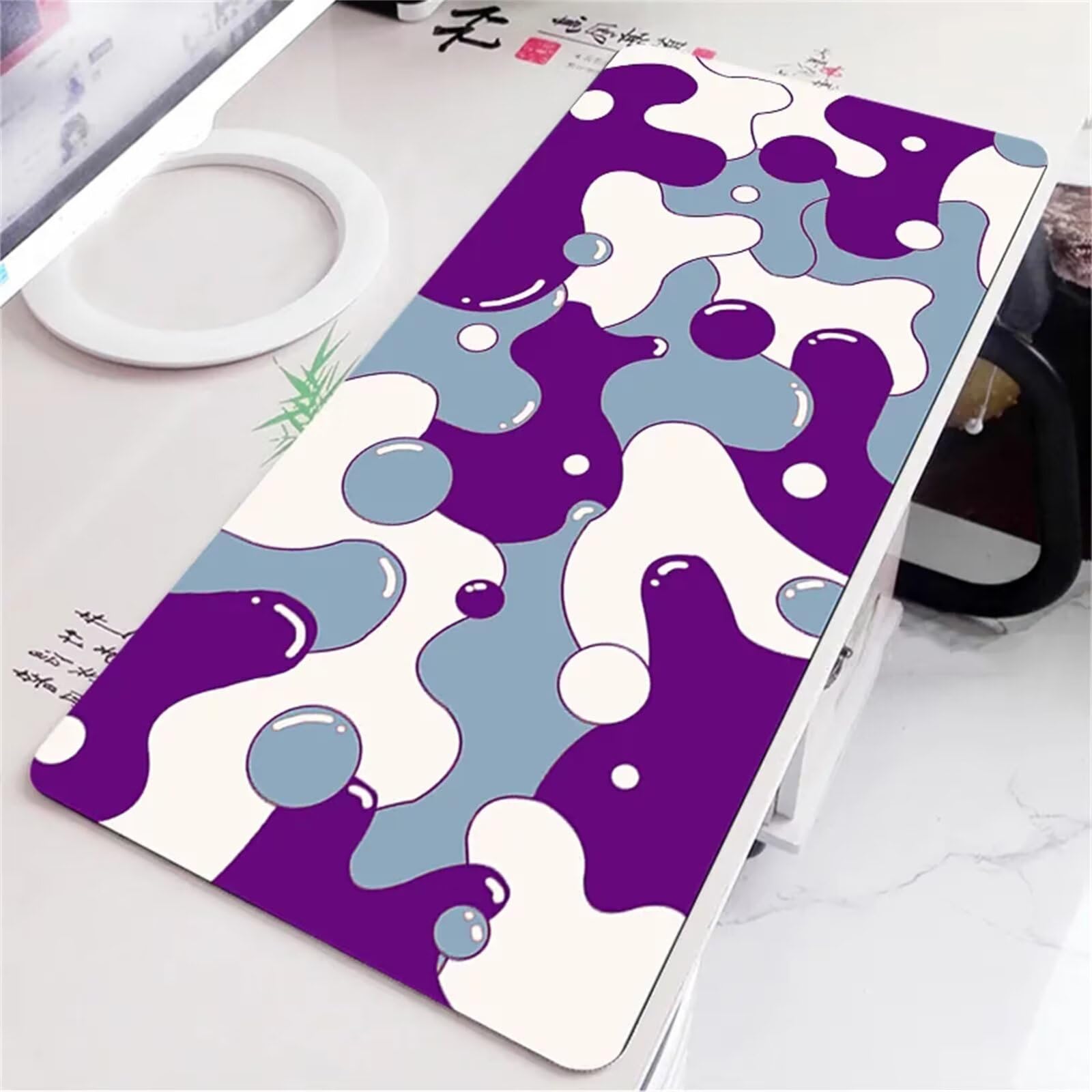 Grand Tapis de Souris Violet Blanc Gris XXL Gaming 1200x600mm Tapis de Souris avec Base en Caoutchouc antidérapante pour Souris et Claviers Gamer