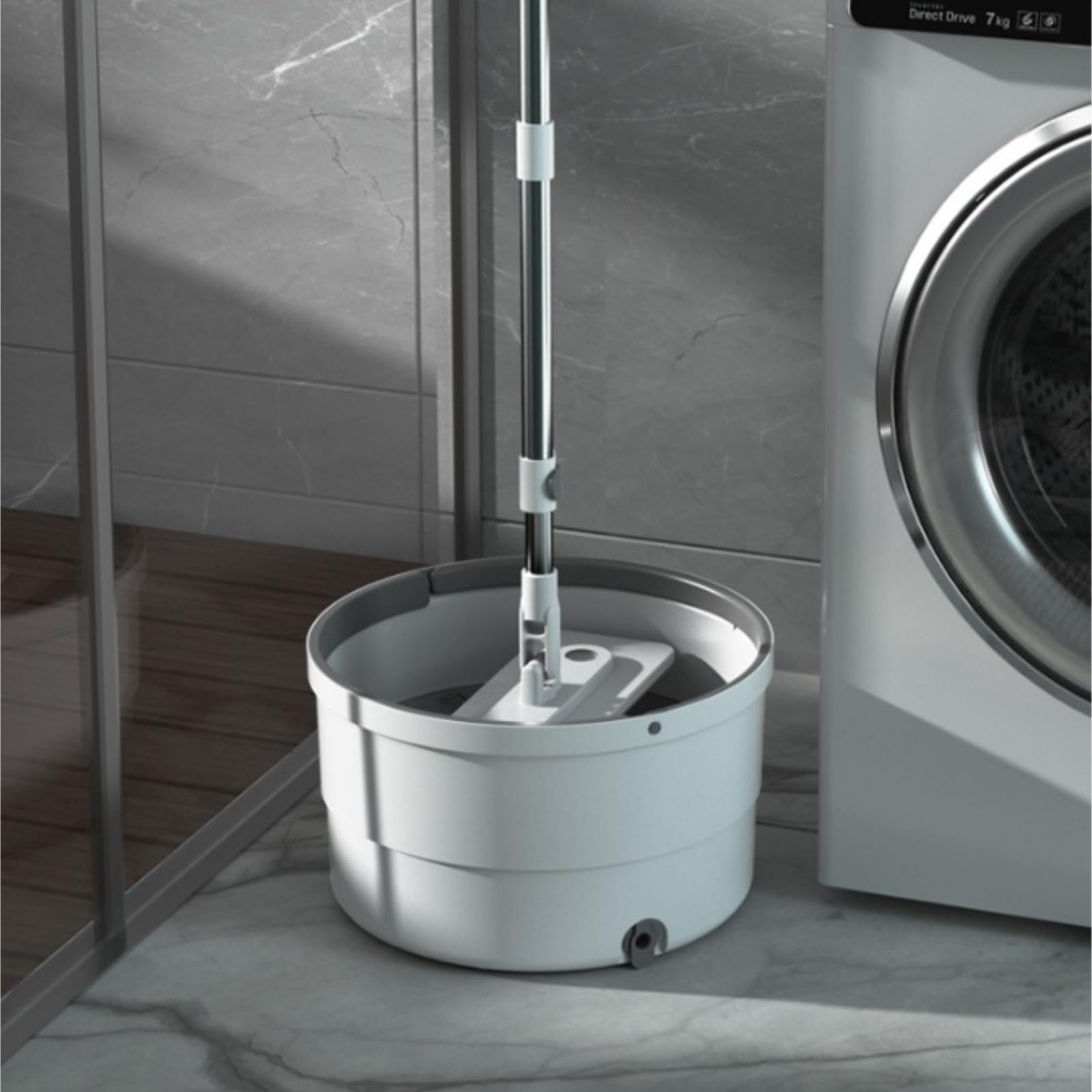Fregona Fregonas para Limpieza De Suelos Fregona Giratoria Base Plana con Balde Separación Automática Manos Esponja Limpieza Suelo
