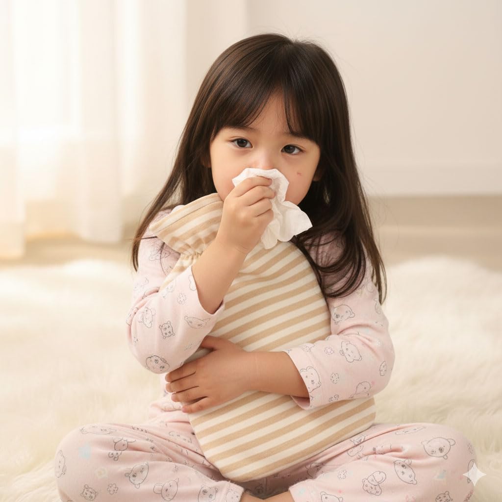 Fashy Hot Water Bottle with Ivory Soft Cotton Cover (67oz / 2L) – Made in Germany