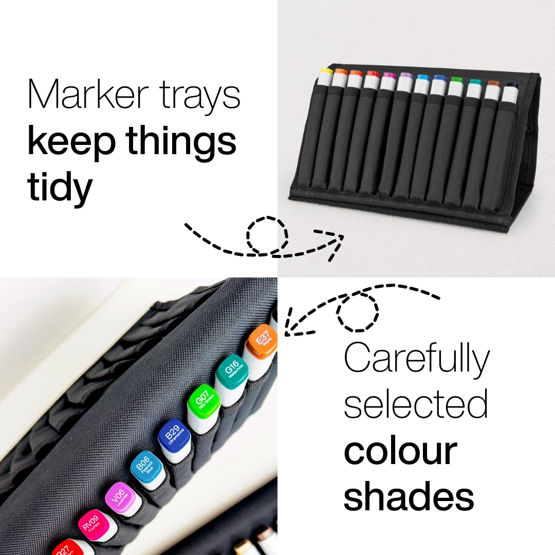 COPIC Classic Set «Bright Colours», set de 12 en cartera, rotuladores dobles con punta media y fina