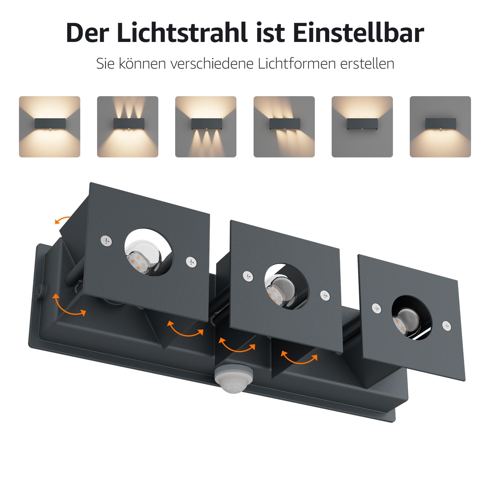 Klighten 27W Aussenlampe mit Bewegungsmelder Warmweiß 3000K (Anthrazit)