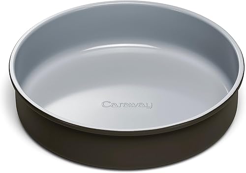 Caraway Sartén circular de cerámica antiadherente de 9 pulgadas, revestimiento de cerámica naturalmente resbaladizo, no tóxico, libre de PTFE ni