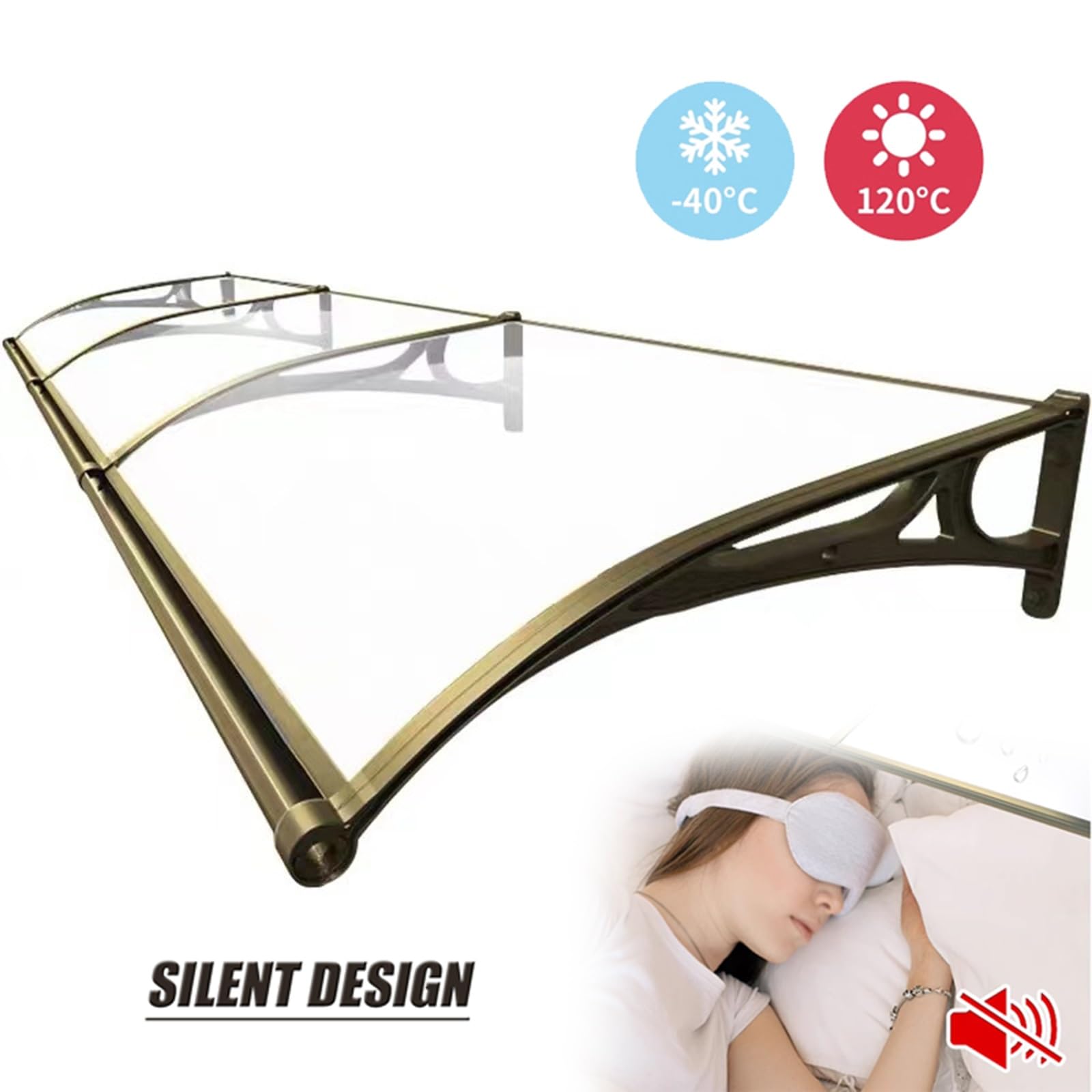 Vordach Mit LED Beleuchtung - 100x150cm Schwarz ABS & Polycarbonat