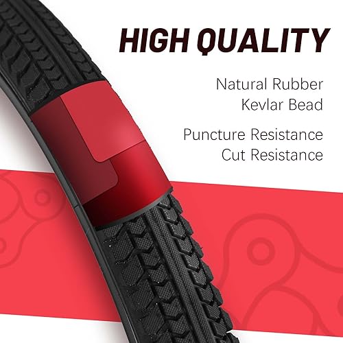 Miniatura 5 de Neumáticos de repuesto para bicicleta de montaña, 20242627.529 pulgadas, paquete de 2 neumáticos de bicicleta MTB plegables negros, lado negromarrón