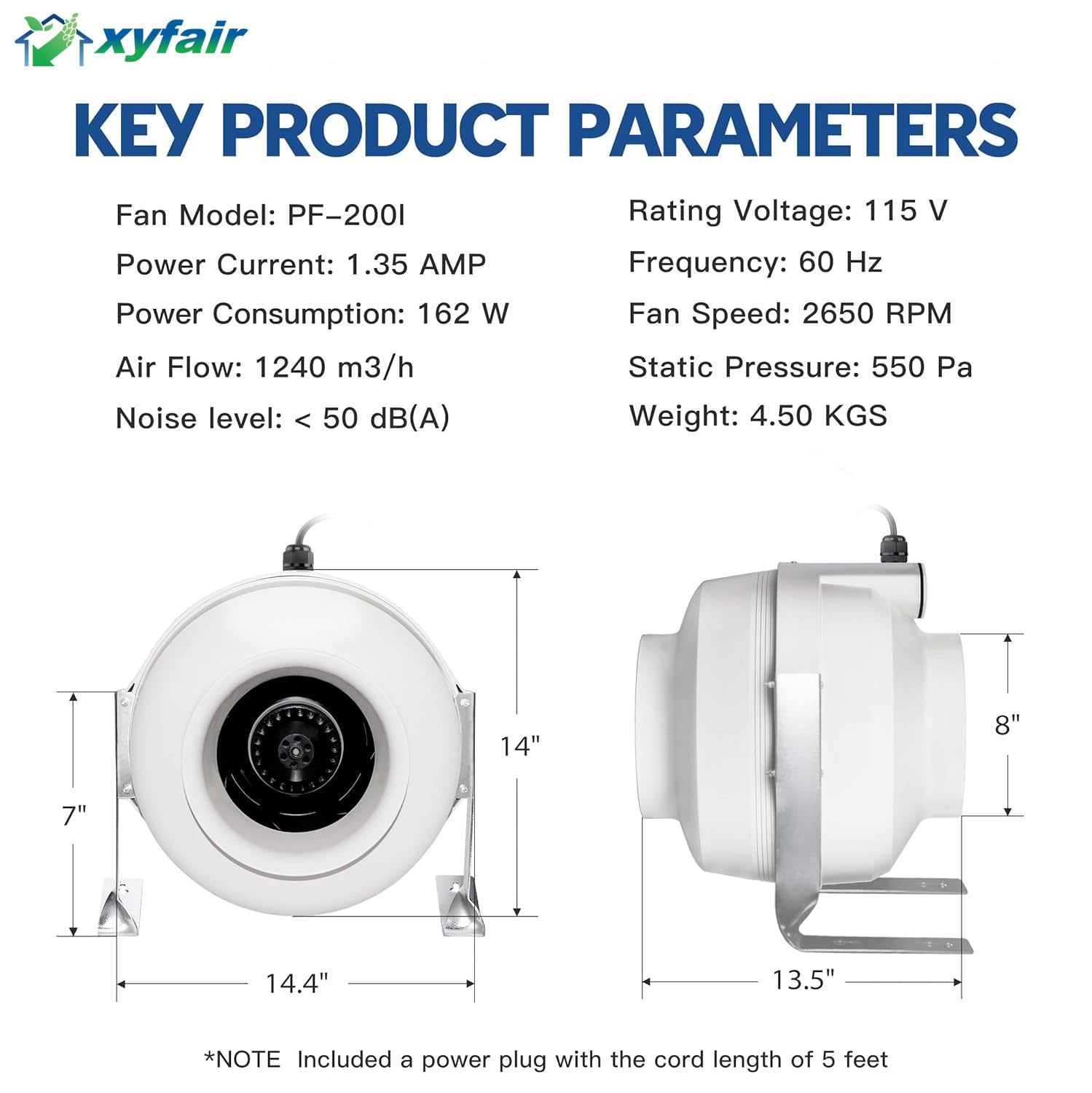 xyfair XYF Air PF-200 | Inline Duct Fan 8
