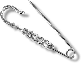 Nähmit Jewelled Kilt Pins - With or Without Rhinestones | 70mm & 80mm | Colours: Silver, Antique Brass, Titanium, Gold | Elegant Brooch & Costume Pin Sewing DIY, Metal