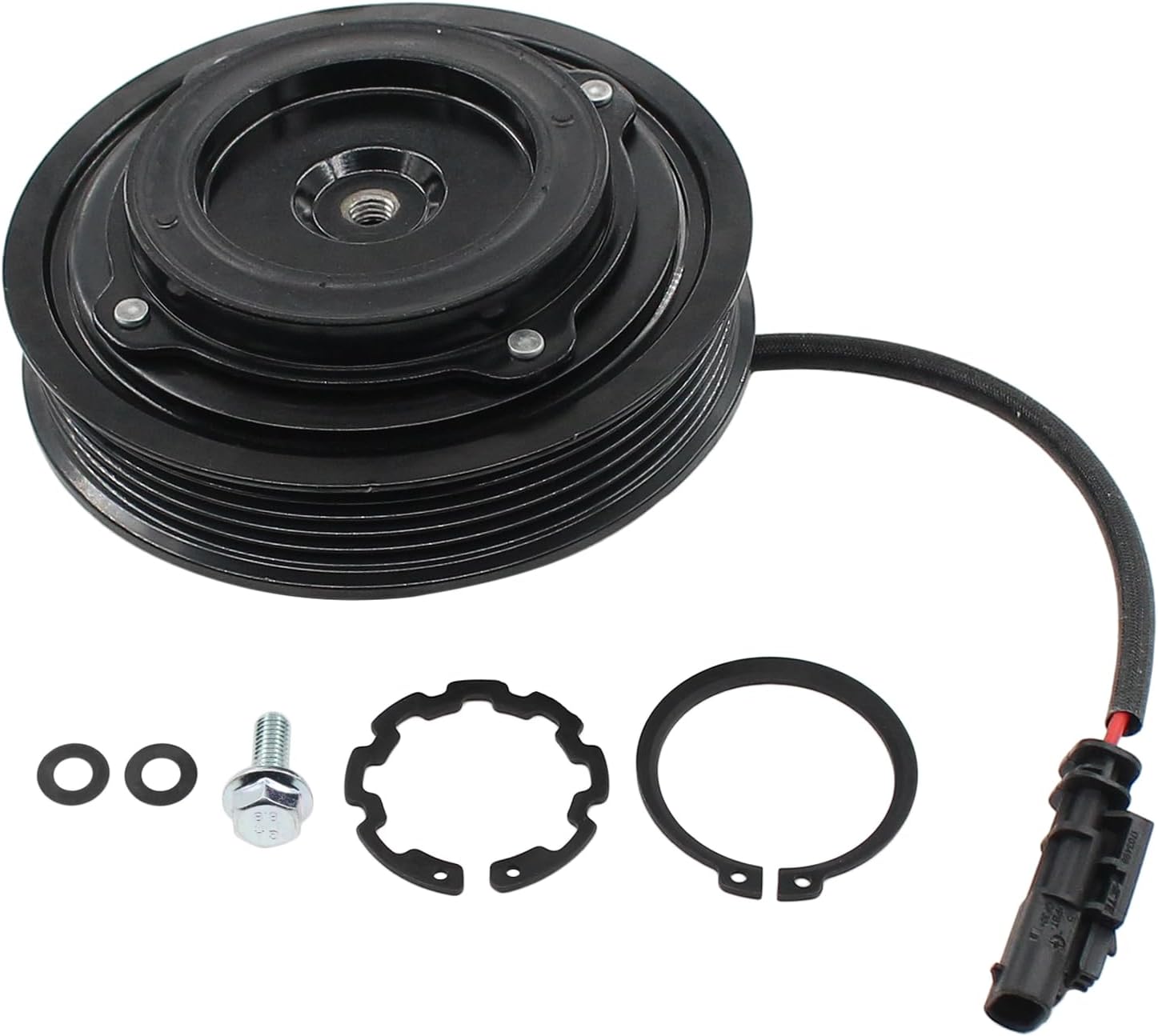 AC A/C Compressor Clutch with 5-Groove Pulley Bearing Plate Electromagnetic Coil Kit for Chevrolet Equinox 2012-2015 2.4L, GMC Terrain 2012-2015 2.4L