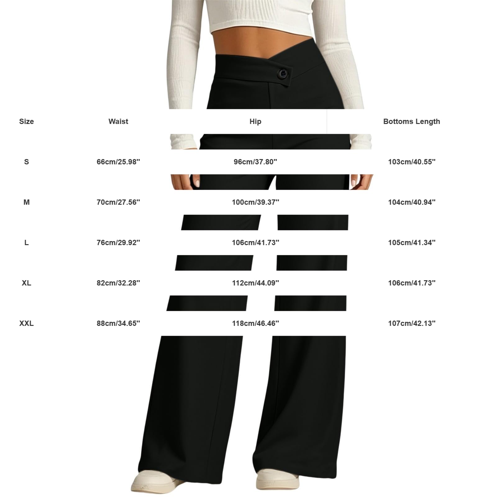 Generisch Pantaloni da donna a vita alta, bianchi, estivi, traspiranti, in tessuto, casual, classici, da lavoro, eleganti, leggeri, palazzo, per il tempo libero, elasticizzati, gamba dritta