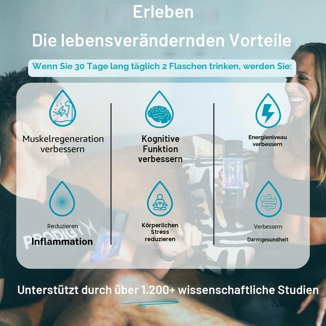 Prodigy X Wasserstoff-Wasserflasche - 5.000 PPB / 5ppm - 210 ml für schnelle Einnahme - Tragbarer Wasserstoff-Generator - Hochwertige, dicke Flasche