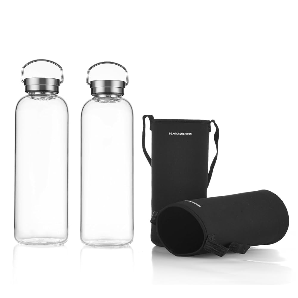 フィルター付きガラスボトル 600ml 1000ml*6 フィルター付き