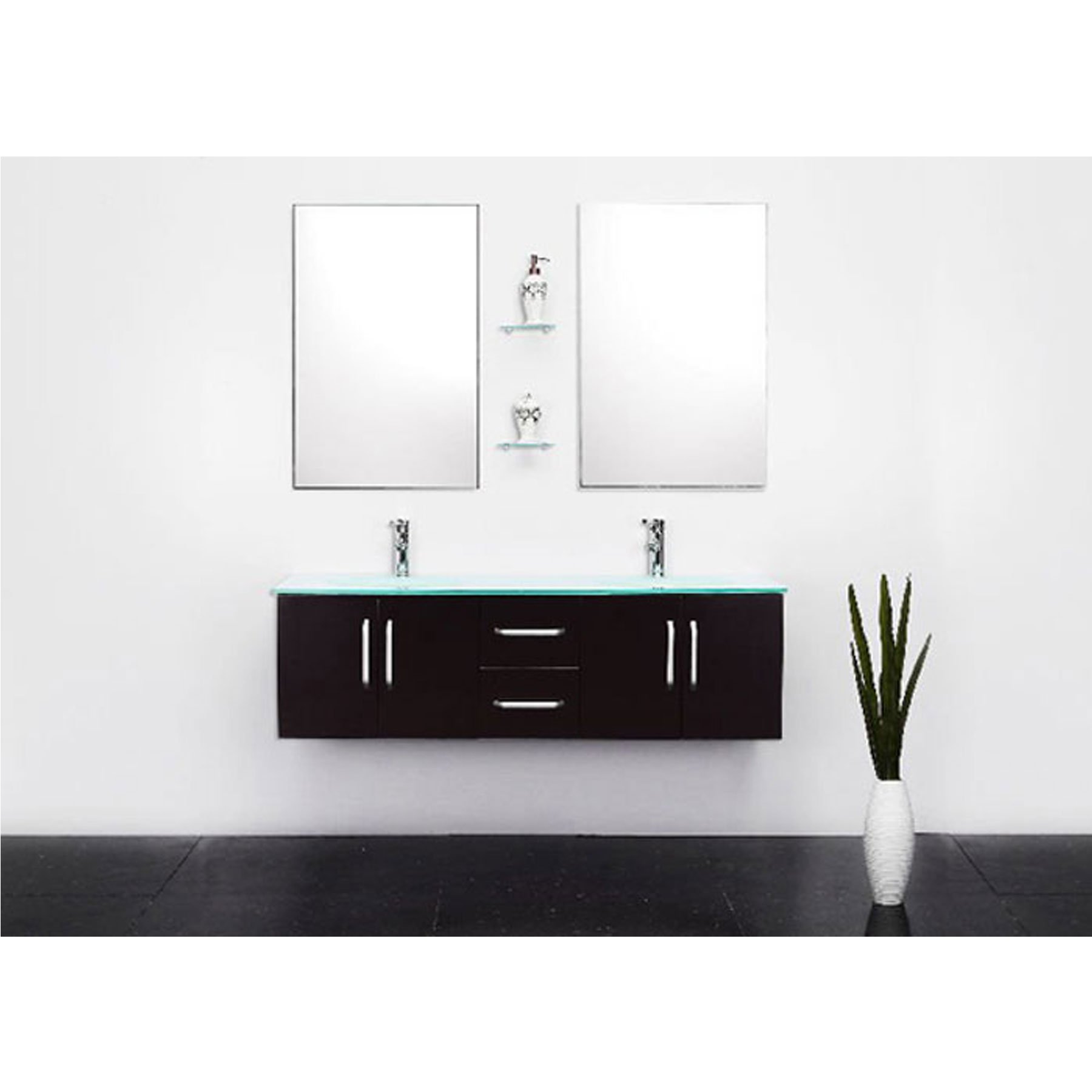 Simba Srl Mobile Bagno Ice arredo Bagno arredobagno 150 cm Nero Laccato Mobile + lavandini + 2 specchi + 2 miscelatori Completo Moderno Il Piu Venduto …