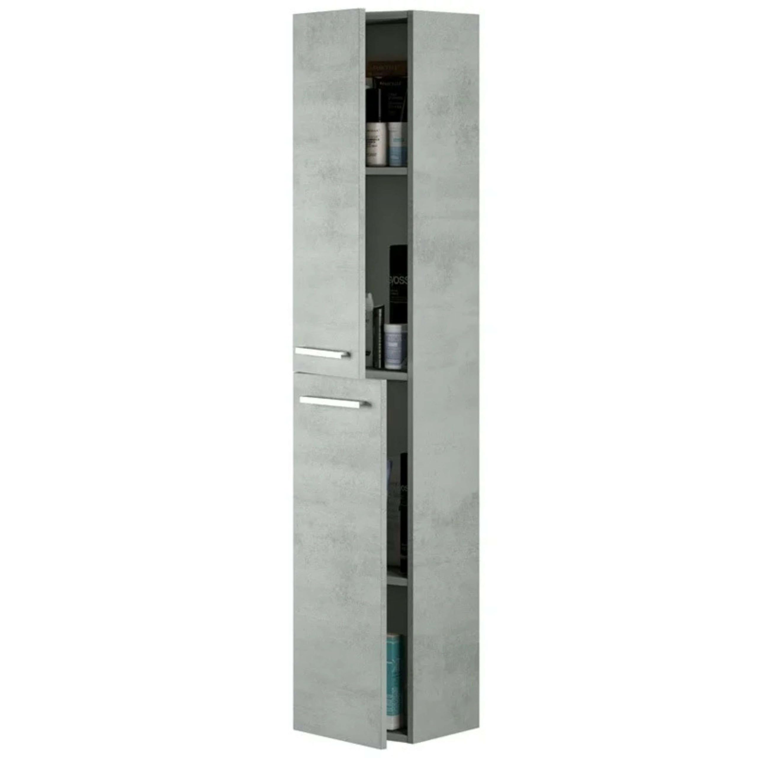 Pack de Muebles de Baño Aruba en Color Cemento o Blanco con Mueble de Baño, Columna, Espejo y Lavamanos Cerámico