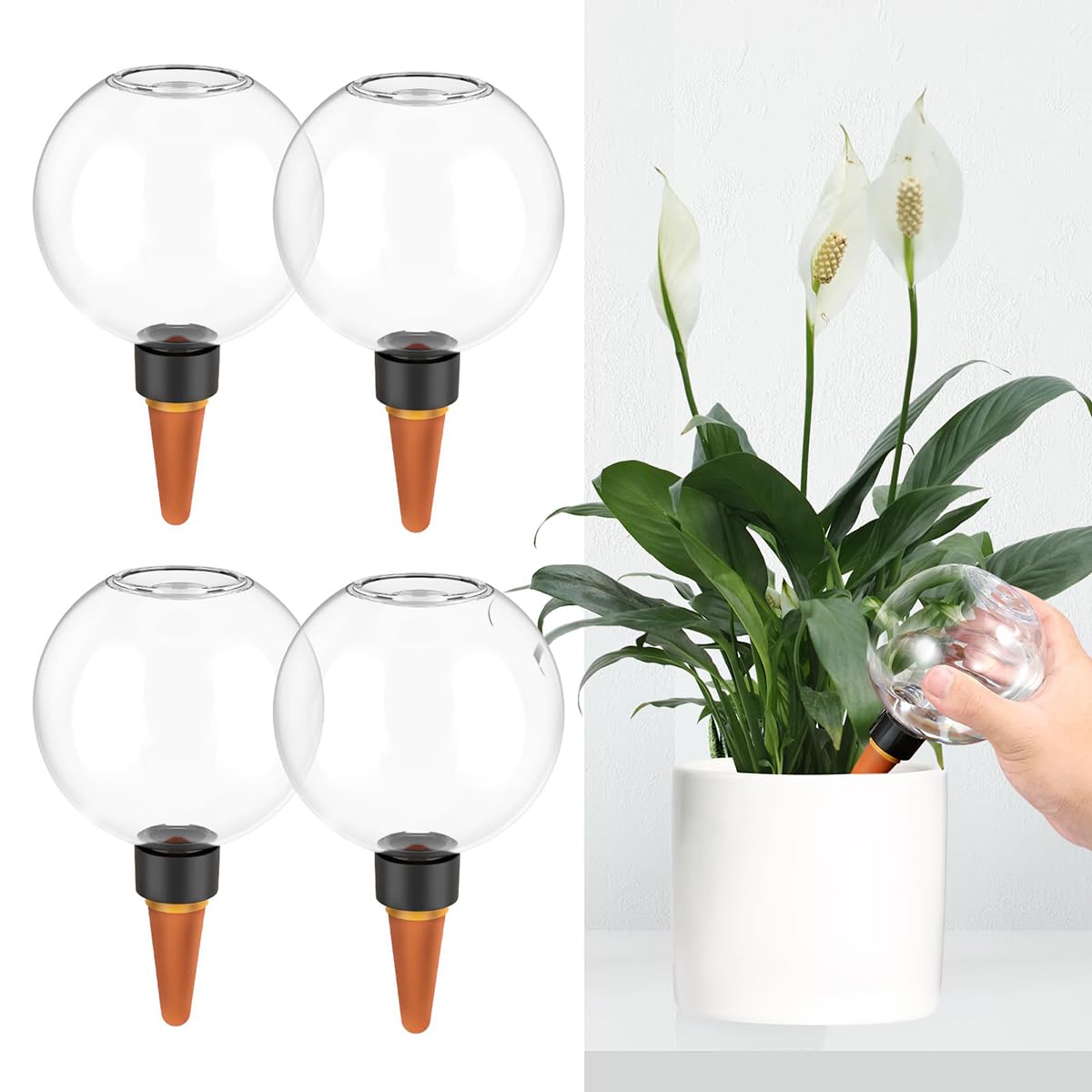Lot de 4 Boules D'Irrigation pour Plant, Distributeur Eau Plante, 500 ML Arrosage Automatique Plante Intérieur, pour Jardins, Maisons, Espaces Intérieurs et Extérieurs