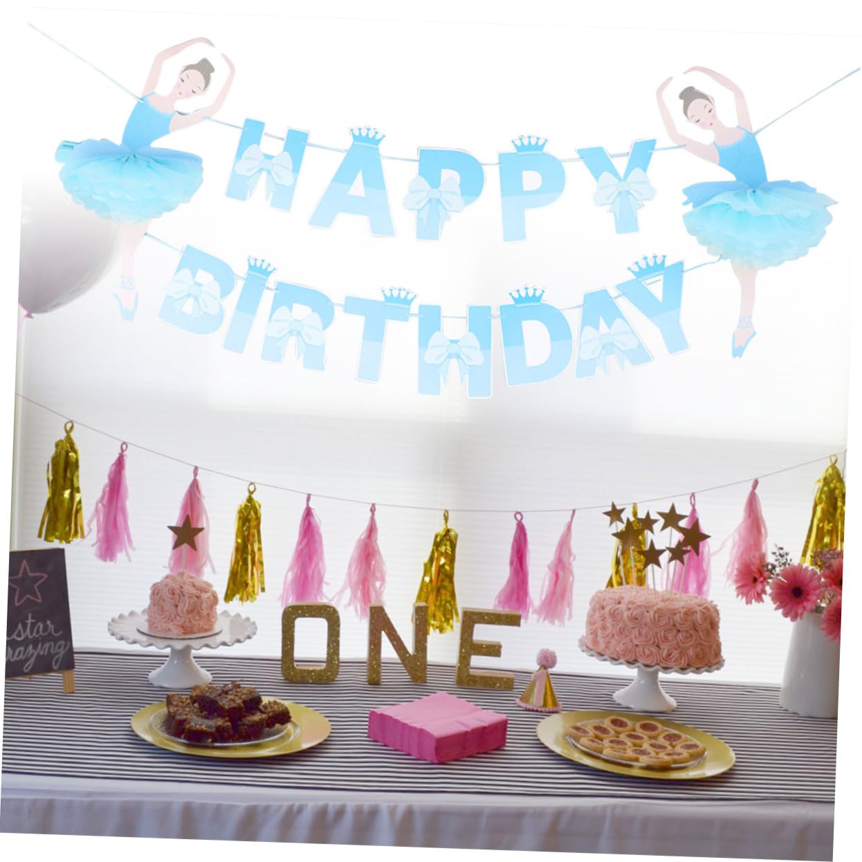 2 Piezas 1Er Cartel De Fiesta De Cumpleaños para Niños Ganchos De Pared Banderines Decorativos para Fiestas Guirnalda Colgante Banderines Triangulares Pancarta para Silla