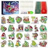 Christmas Diamond Painting Advent Calendar 2025,24 Days DIY Crafts Diamond Art Green Monster Countdown Calendars,Surprise Christmas Stocking Stuffers Gift Party Favors for Kids,Girls,Teens,Adult