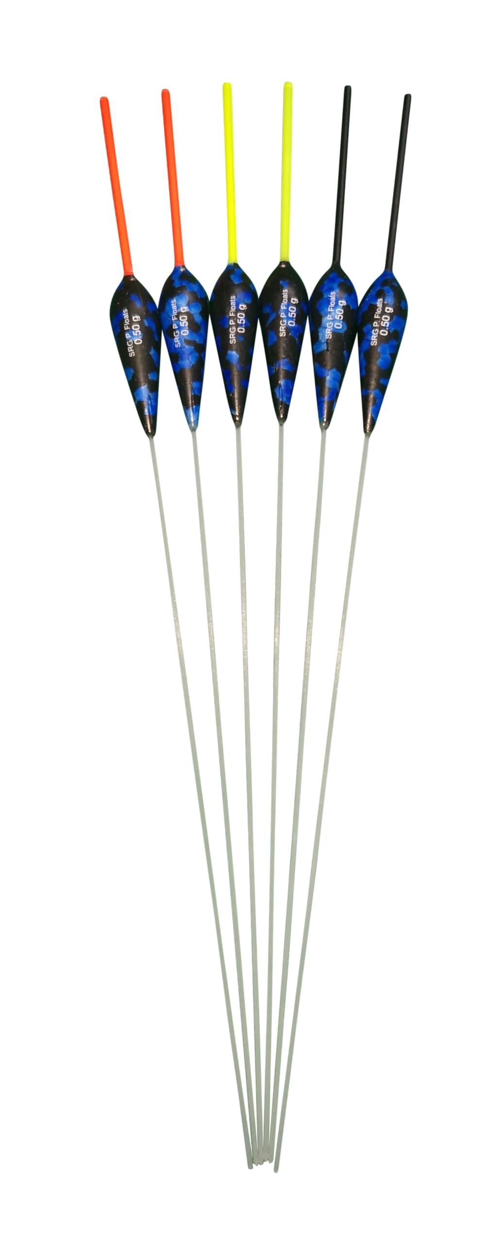 SRG Pole Floats SRG107 Pack of 6 x Pole Floats 'Hybrid' Power Body Up Fiberglass Stem choose from (0.3g / 0.5g / 0.75g / 1.0g / 1.5g) (6 x 0.5g (6 x Red Tip))