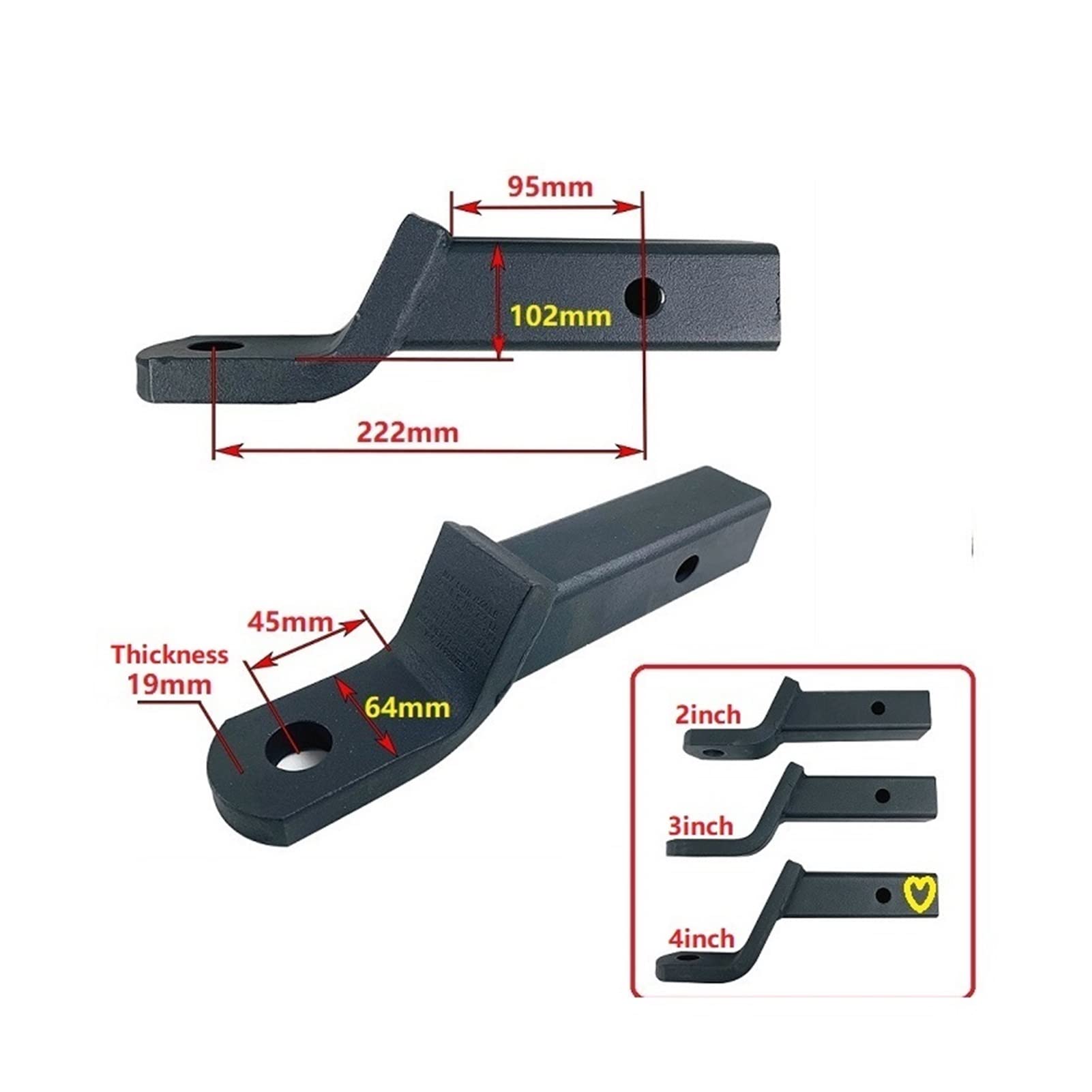 Hak holowniczy Przyczepa 4inch Drop Towbar Hook Hood Bar Ball Mount Tongue Hitch Trailer Car Rv. Akcesoria do części łodzi