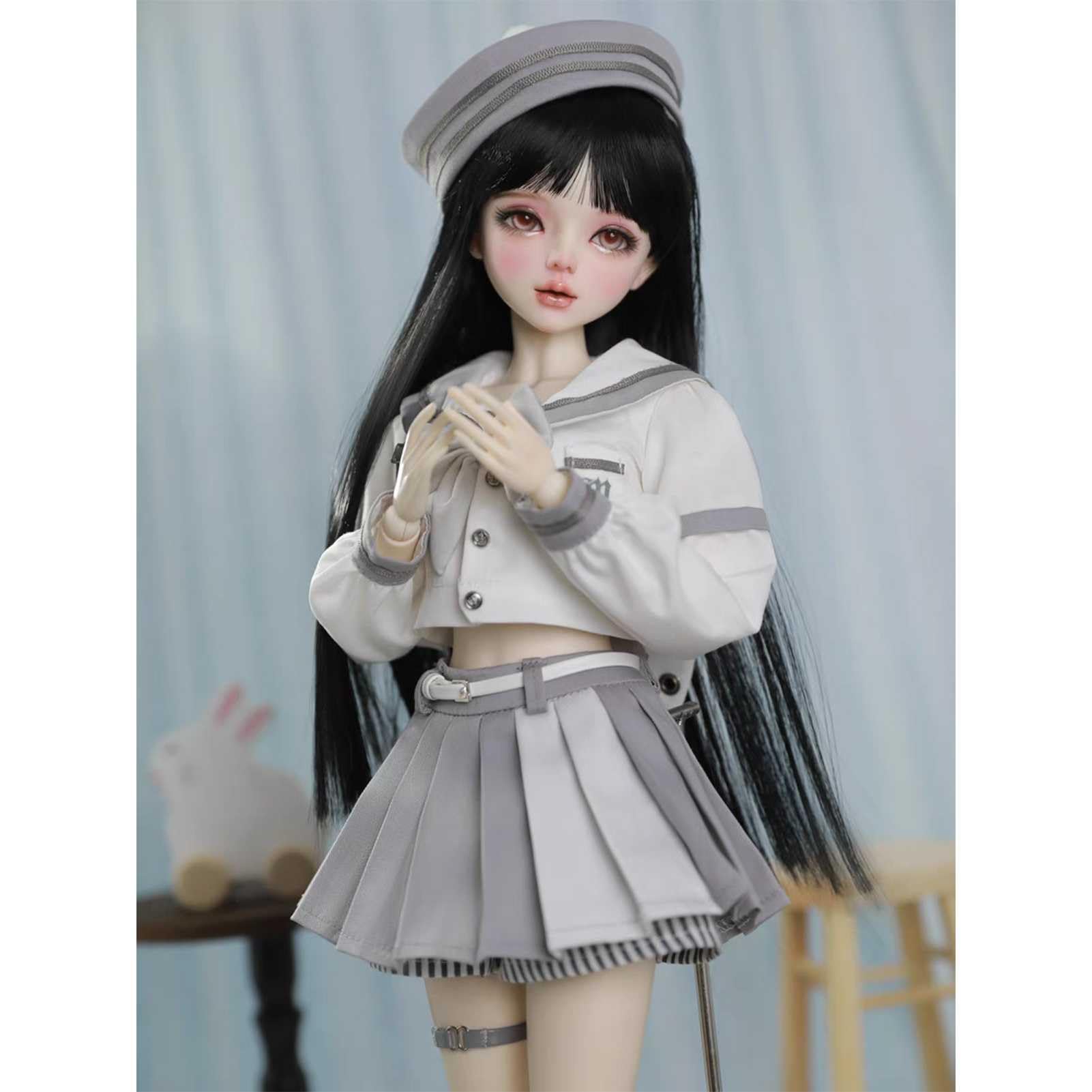 1/3 BJD Doll Girl College Style Dress Up Set für Sammler und Anfänger, 56cm Modepuppe mit Outfit