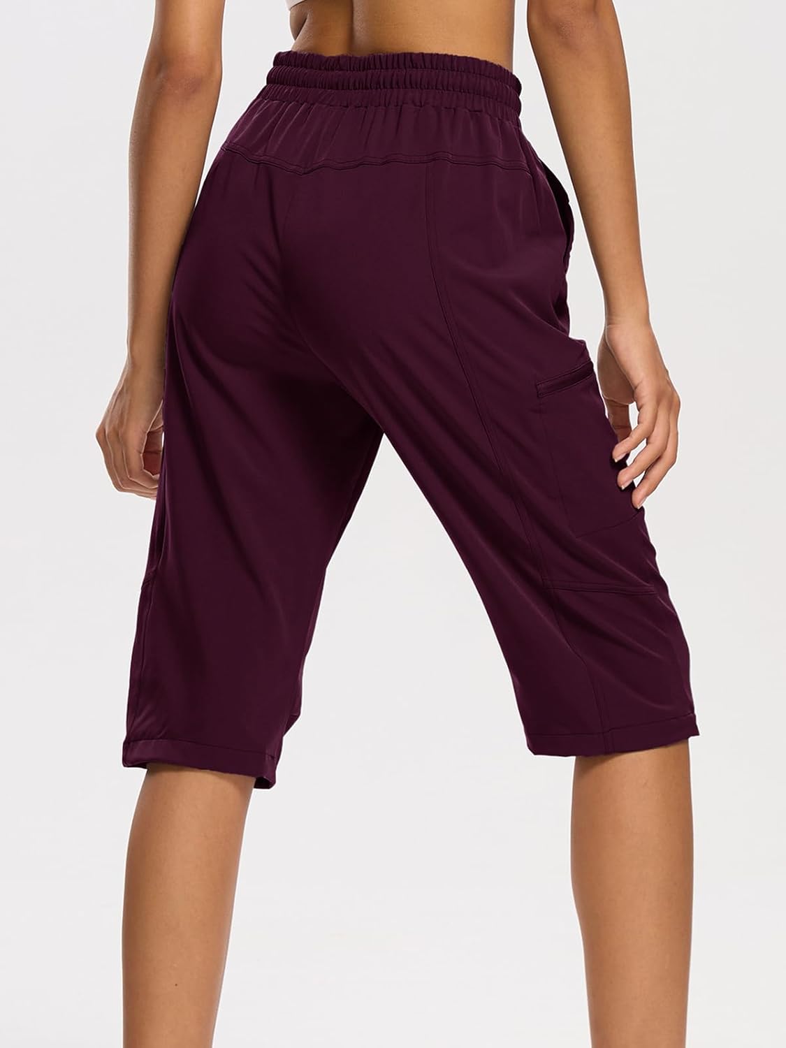 DEVOROPA Women's Hiking Long Shorts Knee Length Lightweight Quick Dry Cargo Athletic Bermuda Beach Shorts with Zipper Pockets - Image 2