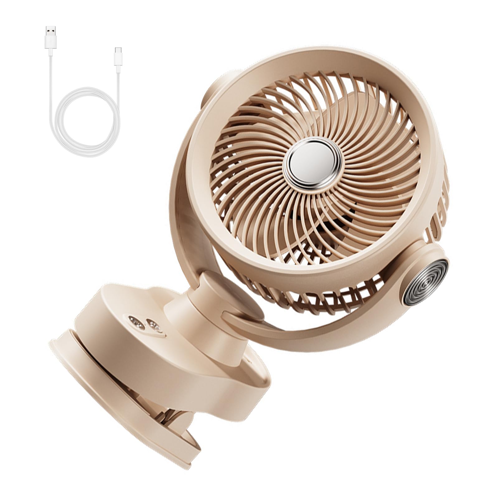 Kalttoy Portable Desk Fan with Adjustable Clamps 3 Speeds Personally Cooling Fan for Home Work, Offices, Dorm Easy to Use Portable Rechargeable Electric