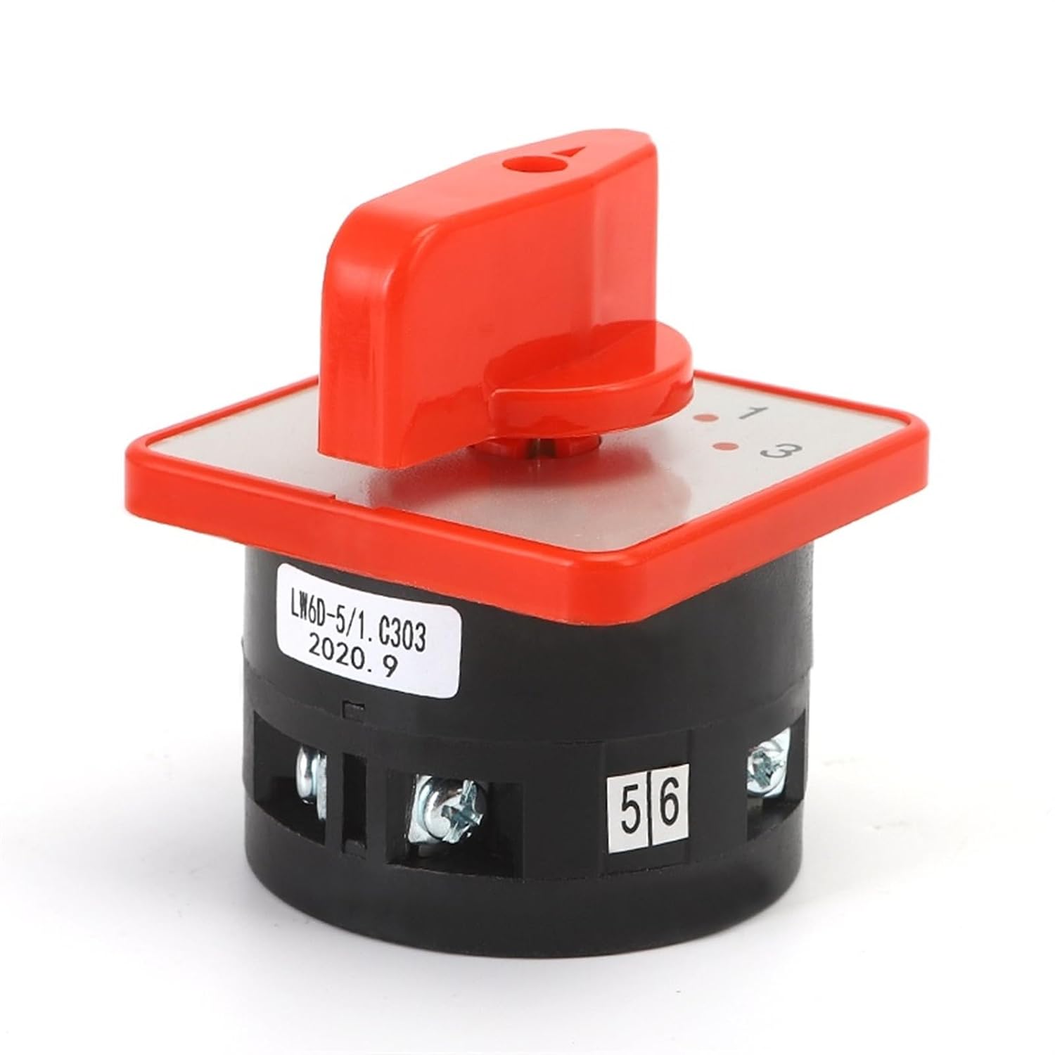 LW6D-5/C303.1 5A 4 Position 2-0-1-3 Red Panel 6 Terminal Screws Electrical Transfer Rotary Universal Changeover Cam Switch