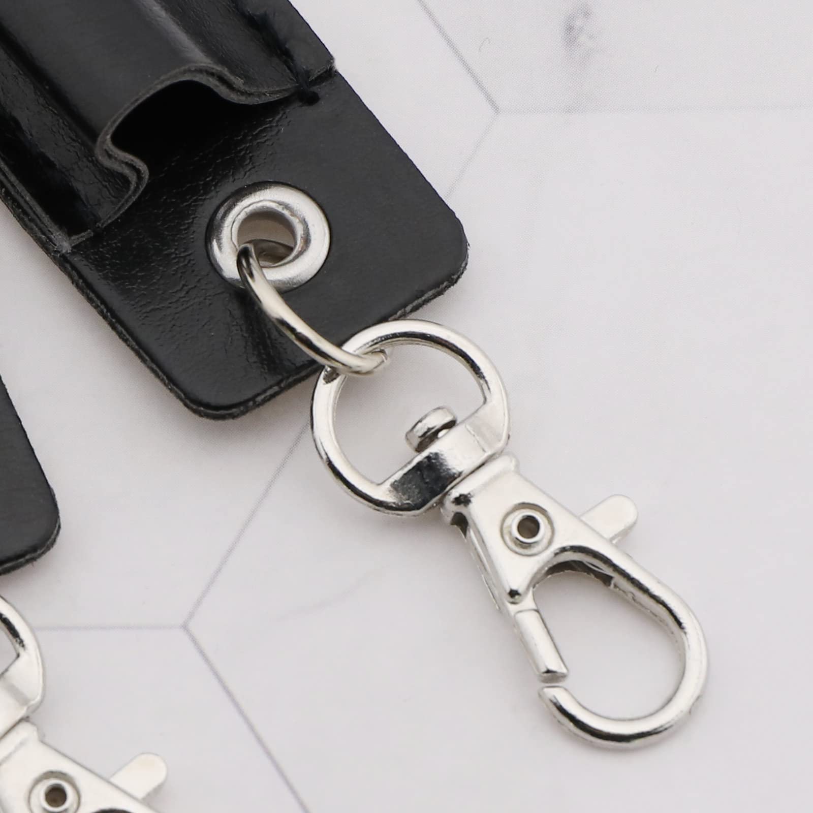 Lot De 3 Porte-Stylos En Cuir à Double Trou - Pour Badge Ou Cordon - Noir, Blanc, Rose