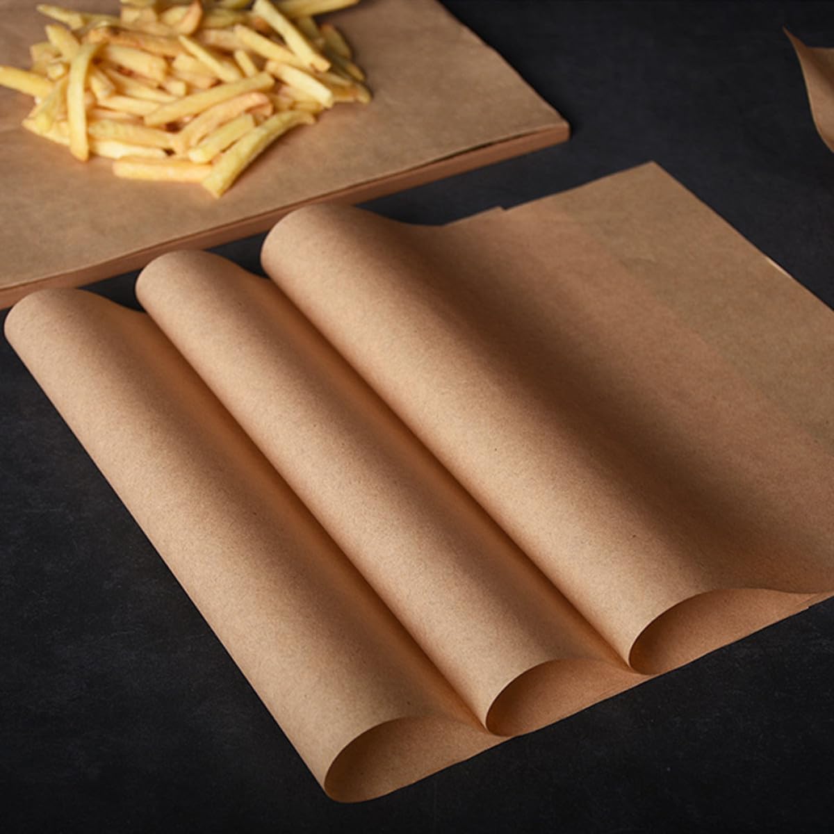VICASKY 100pcs Natural Brown Baking Parchment Paper Sheets 40x40cm Nonstick Oven Liner for Air Fryer Grilling Steaming Pizza Cake Cooking