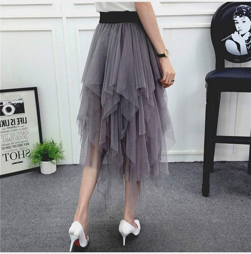 LBKKC Tulle Skirts for Women, Puffy Skirt Asymmetrical Midi Length Ruffled Tutu Layered Mesh Fairy Skirt - Image 5