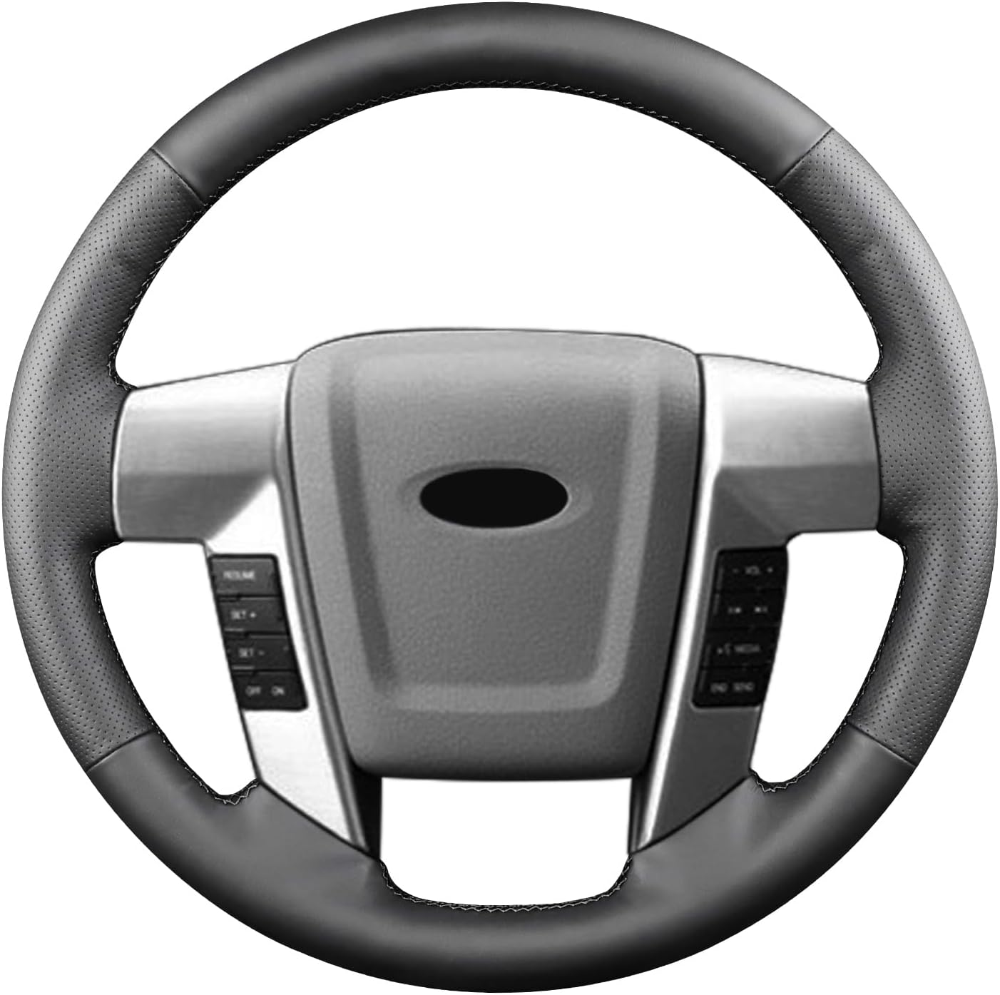 Hand Sewn Steering Wheel Cover Microfiber Leather Stitched on Wrap,Fit for Ford 2015 Expedition/2014 F-150 Tremor/2013 F-150/2010 2011 F-150 Harley-Davidson/2009 F-150 Platinum/2009 F-150 FX4