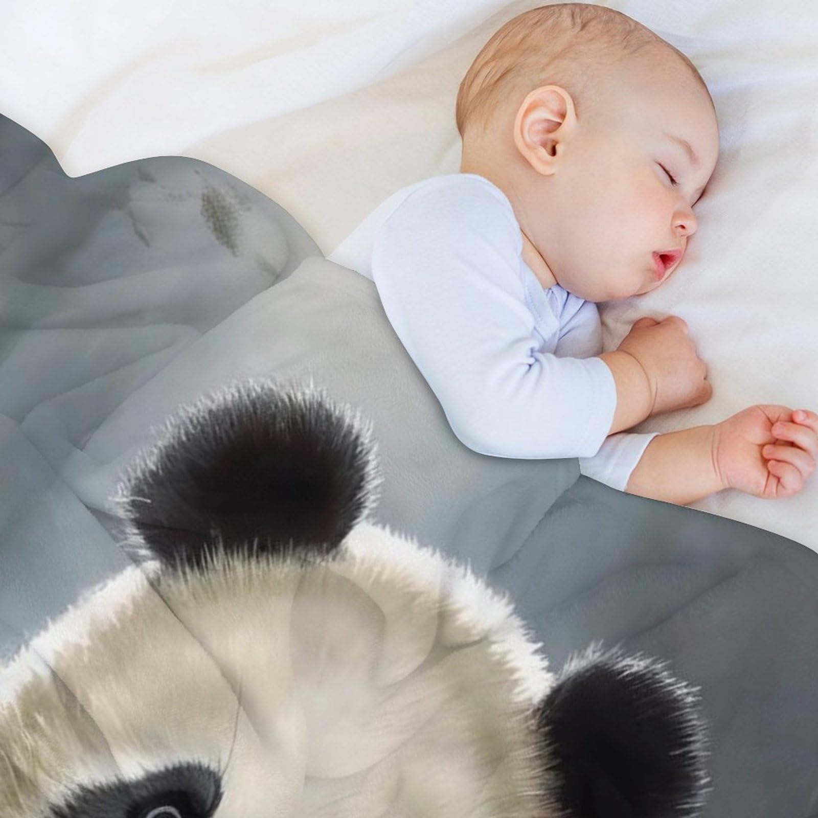 Plaid Couverture De Animal Panda en Flannel Polaire 1 Pièce Moelleux Douce Chaude Facile À Manipuler pour Lit Canapé Chambre Balcon Voyages Bébé Feuteille（180×200cm）
