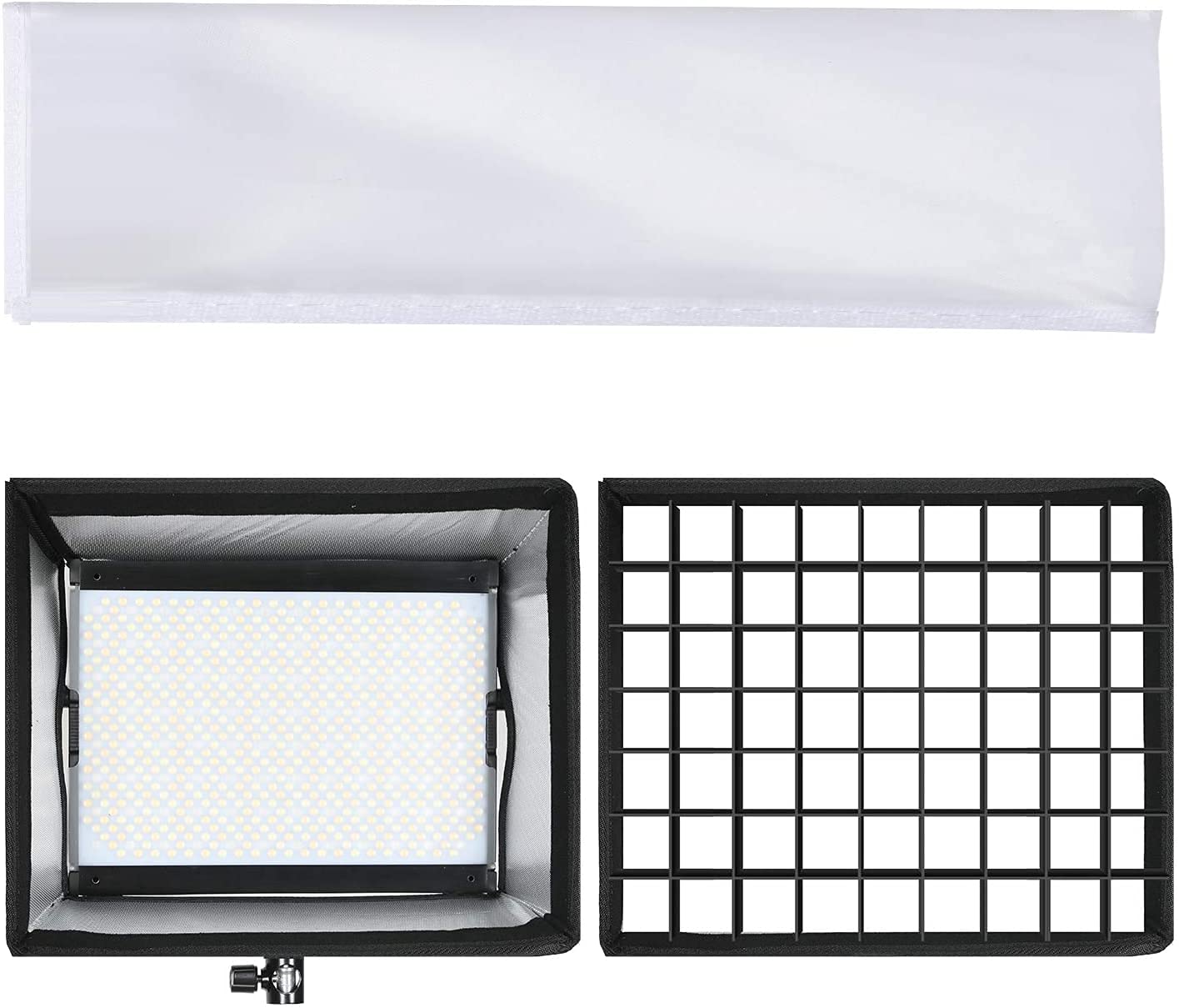 GVM składany dyfuzor softbox z siatką ula do oświetlenia wideo RGB 1000D LED, nadaje się do oświetlenia studyjnego, fotografii portretowej, oświetlenia wideo, panel LED, 30 cm x 25 cm