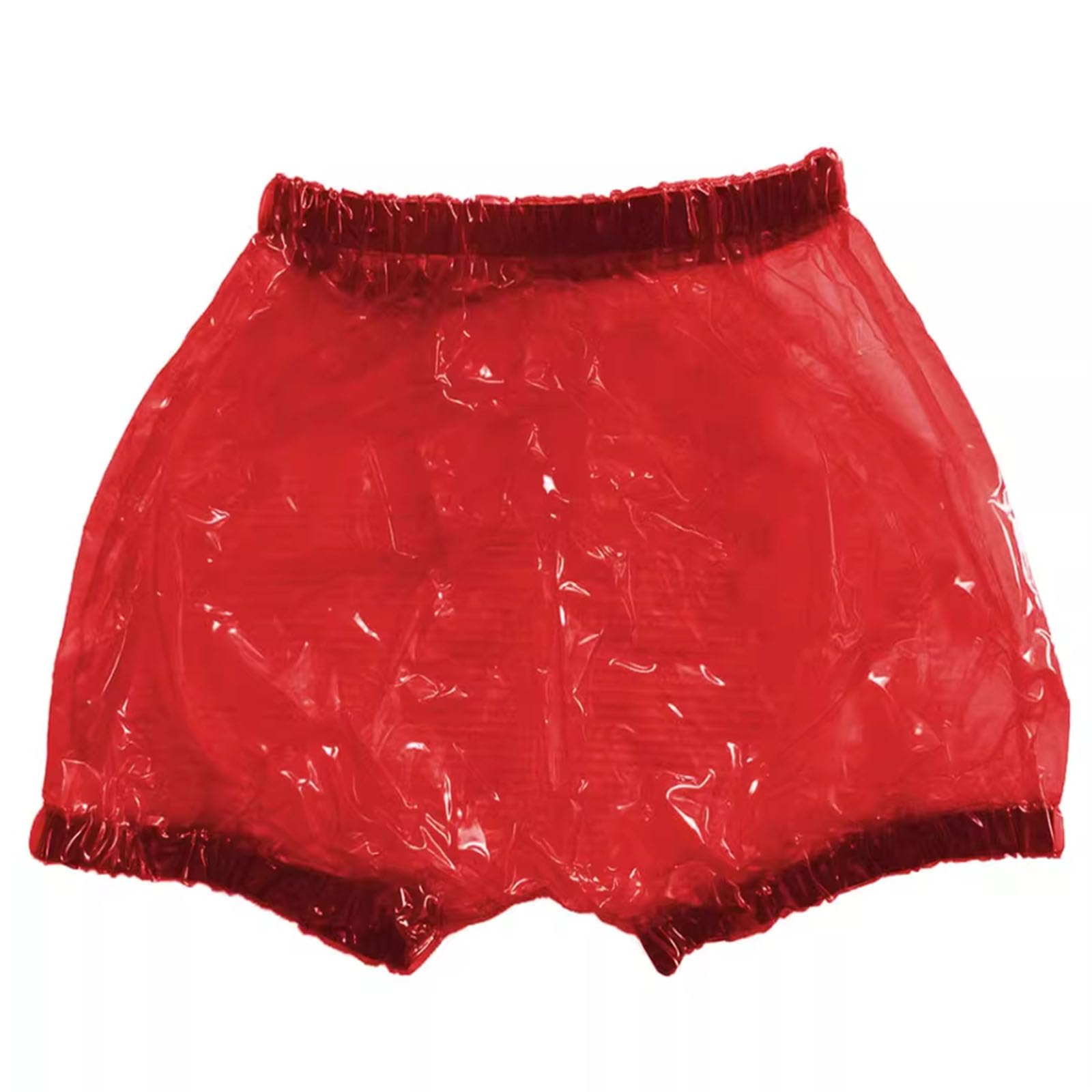 Inkontinenz Unterwäsche, Transparente Plastik Slips, wasserdichte PVC-Boxershorts, Wiederverwendbar, Perfekt Für Mottopartys Oder PoolpartysRed,M