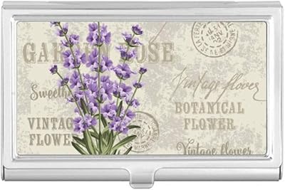 Purple Lavender Flower Plant Business Card Holder Case Pocket Box Wallet
