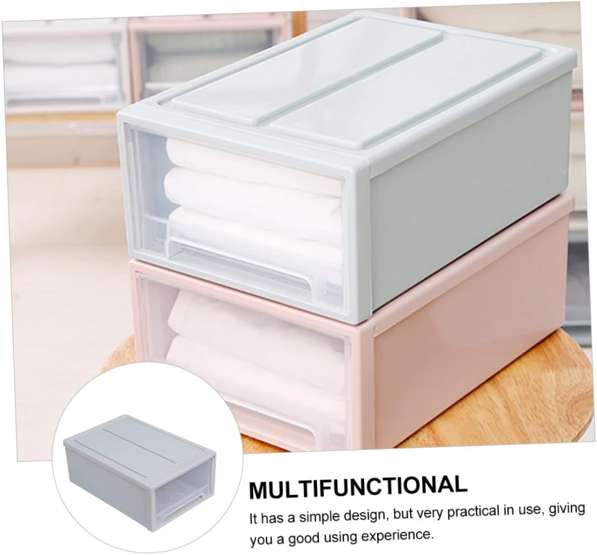 1Pc Transparent Stackable Storage Box for Clothes and Shoes Thicken Drawer Organizer Capacity for Closet and Home Organization
