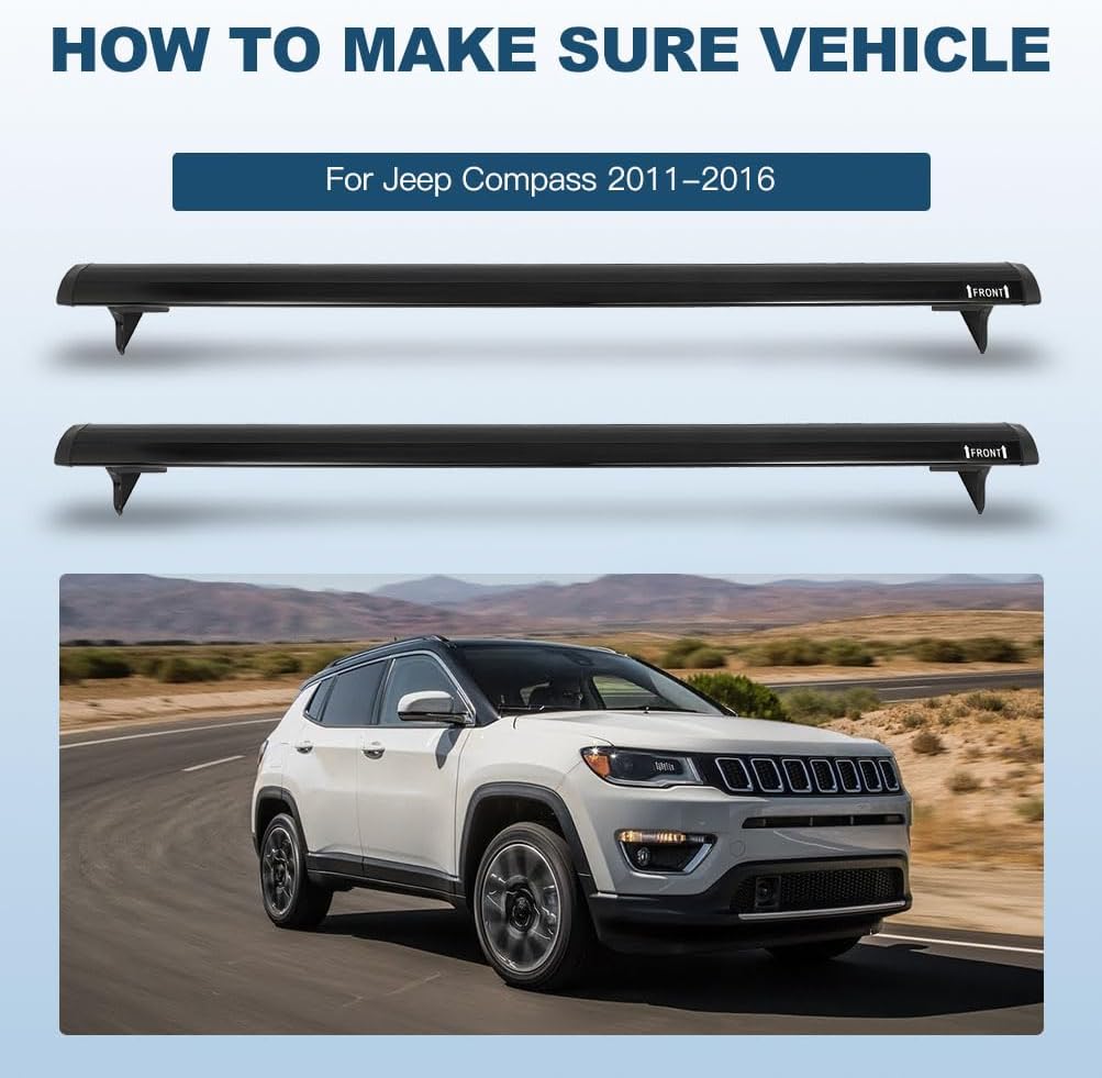 ECCPP Black Roof Rack Cross Bar Luggage Cargo Carrier Rails Fits For Jeep Compass 2011-2016 Roof Rack Crossbars