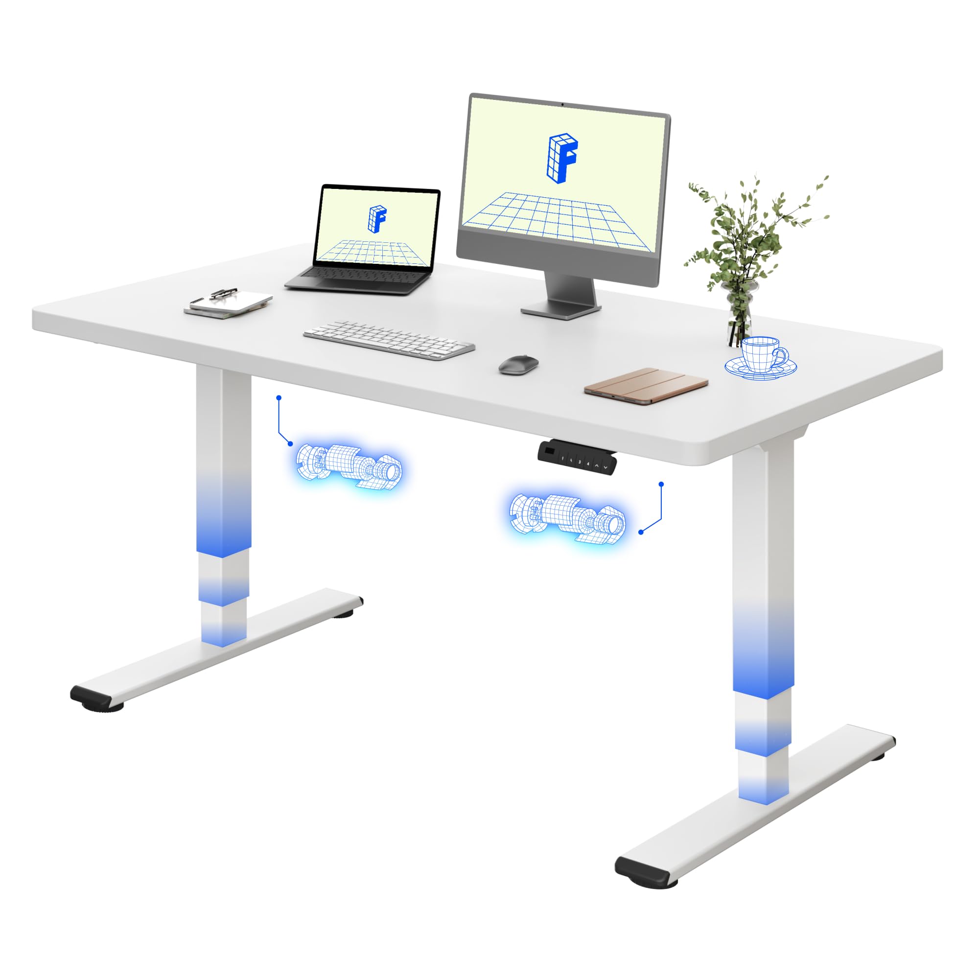 FLEXISPOT Höhenverstellbarer Schreibtisch elektrisch 140×80 cm mit Dualmotor & 3-stufigem Gestell – Ergonomischer Standing Desk für Büro & Home Office, 100 kg Tragkraft, leise <50 dB