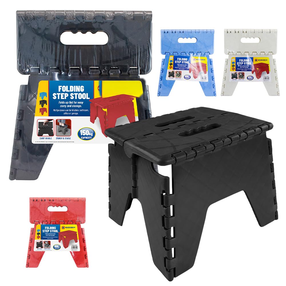 Bargainsgalore New Folding Handy Step Stool Strong 150Kg Handle Storage Collapsible Multi Use 5056316742665
