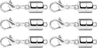 Magnetic Necklace Jewelry Clasps and Closures with Lobster Clasp, Silver Magnetic Jewelry Clasps for Necklaces, Bracelet Necklace Extenders for Women (6PCS)