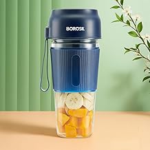 Borosil NutriGrip Blue Portable Blender | 40W Low-Noise DC Motor | 300ml Unbreakable PC Jar | USB Rechargeable | Turbo 6 Blade Action | Smoothies, Shakes, Soft Fruit, Protein Mix | 1 Year Warranty