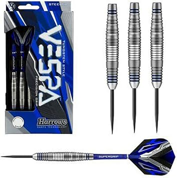 Harrows Vespa Darts, Steel Tip Brass w/ Prime Flights & Supergrip Fusion Shafts, 24 Grams 22 Grams