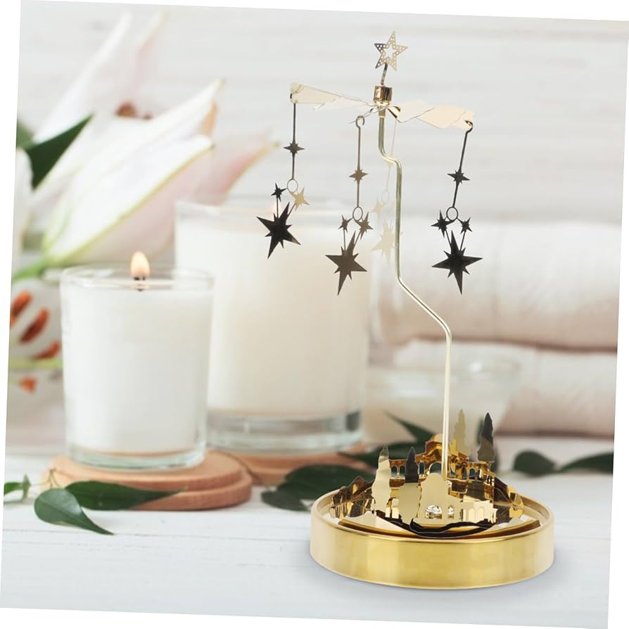 大人気！くるくる回るキャンドルホルダー　　カルーセル　メリーゴーランド　月　猫 大人気！くるくる回るキャンドルホルダー カルーセル