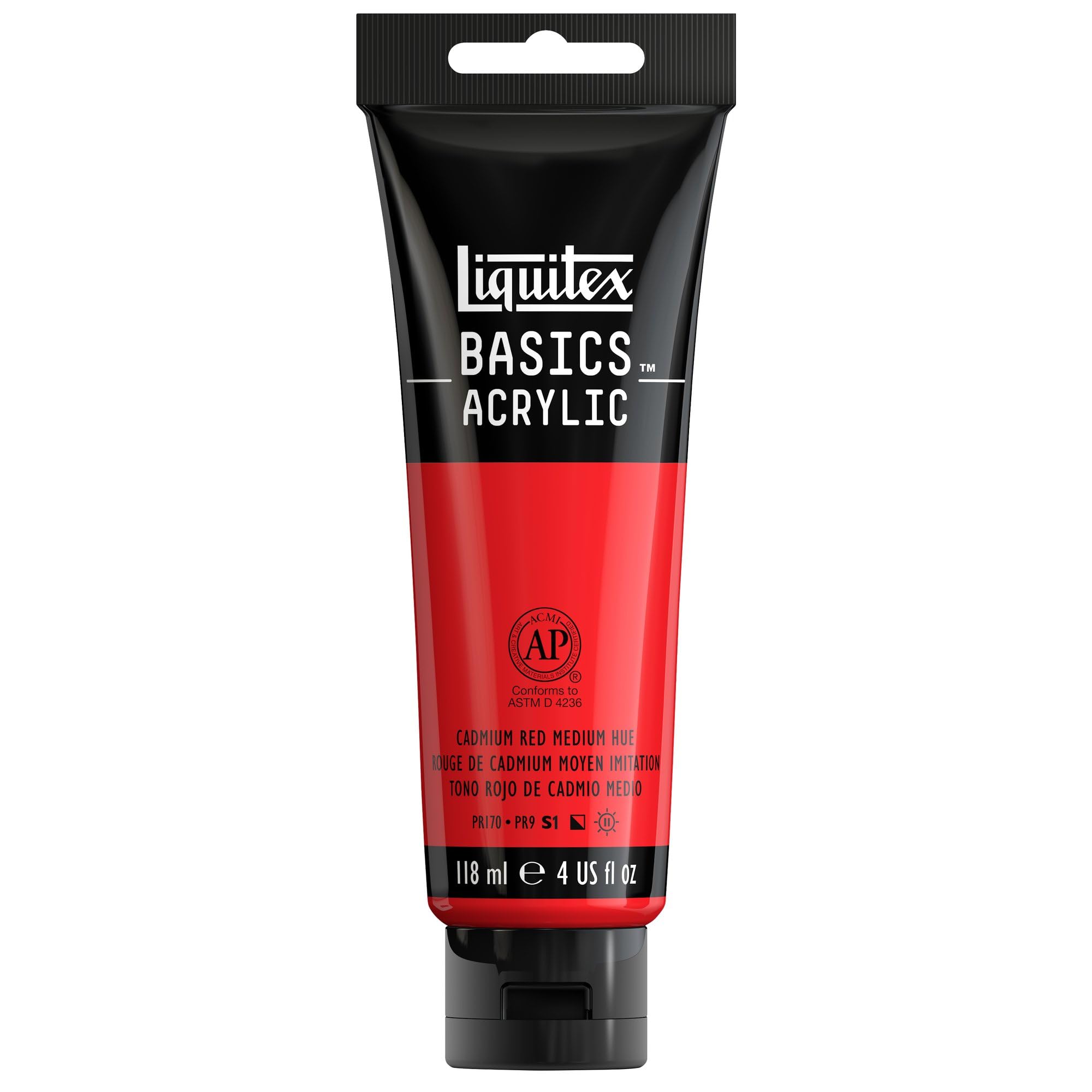 Liquitex BASICS Acrylic Paint Cadmium Red Medium Hue 118ml (4 oz) | ASTM D4236 Certified - main product image