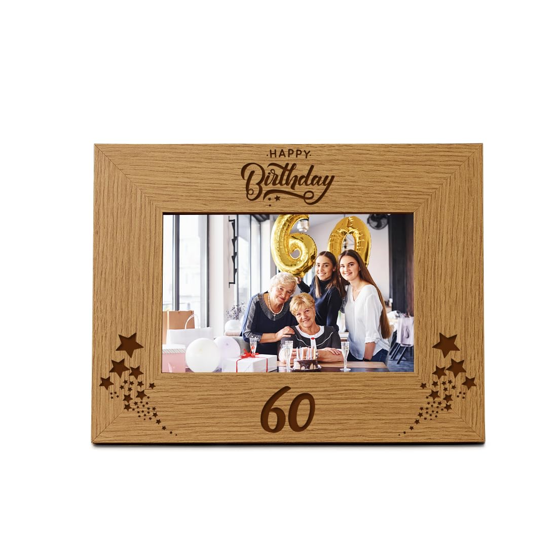 Happy 60th Birthday Wooden Photo Frame Gift (5 x 7 Inch)