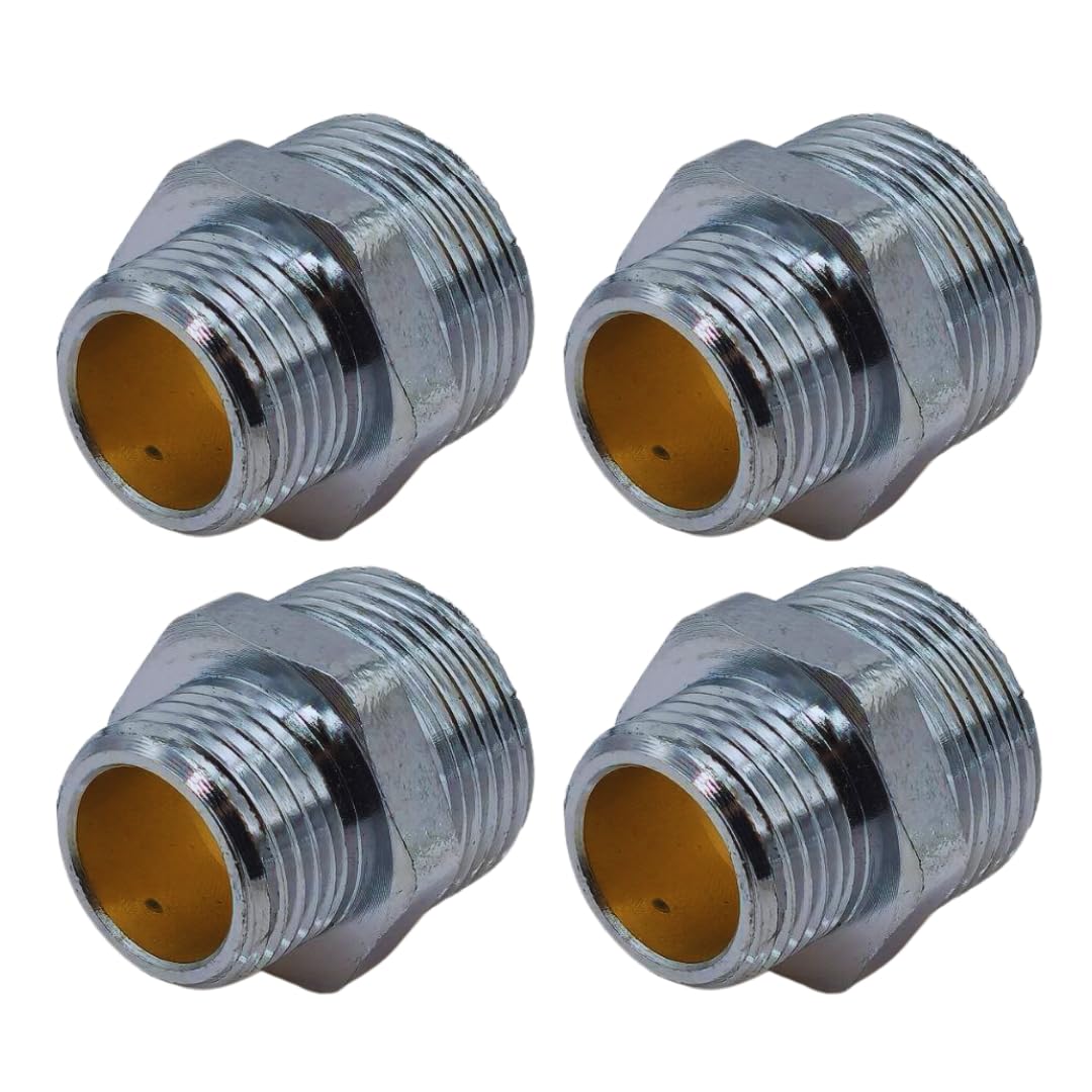 Pezón doble de latón niquelado Schläfer con casquillo hembra de 3/4" x 1/2" (paquete de 4 piezas)