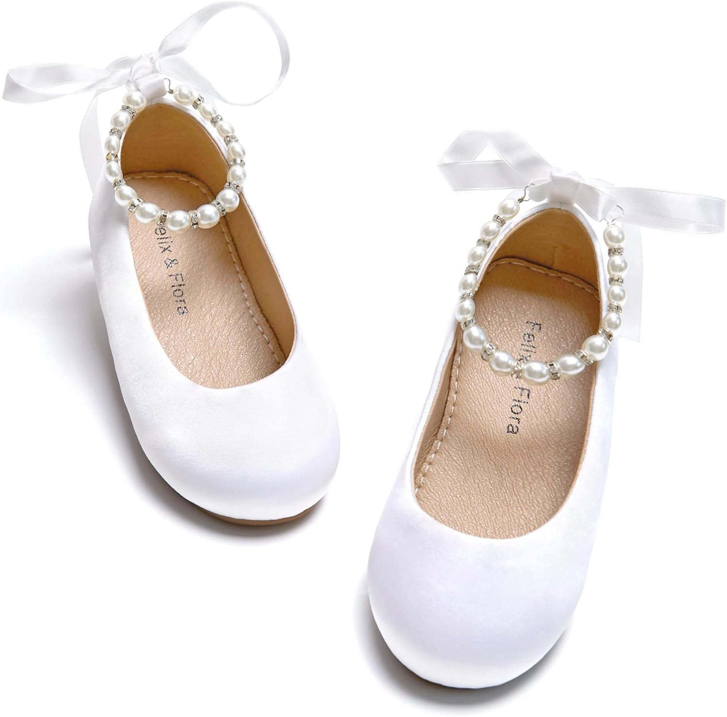 Felix & Flora Girls Toddler Little Ballet Shoes - Flower Girls Mary Jane Flats Dress Shoes Party Wedding